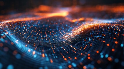 Poster - computing core with dynamic wave-like patterns, symbolizing quantum information