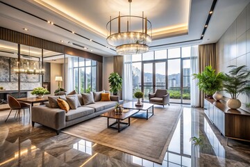 Wall Mural - Elegant Hall in a Bright, Spacious Apartment Showcasing Modern Interior Design and Natural Light - A Perfect Setting for Documentary Photography