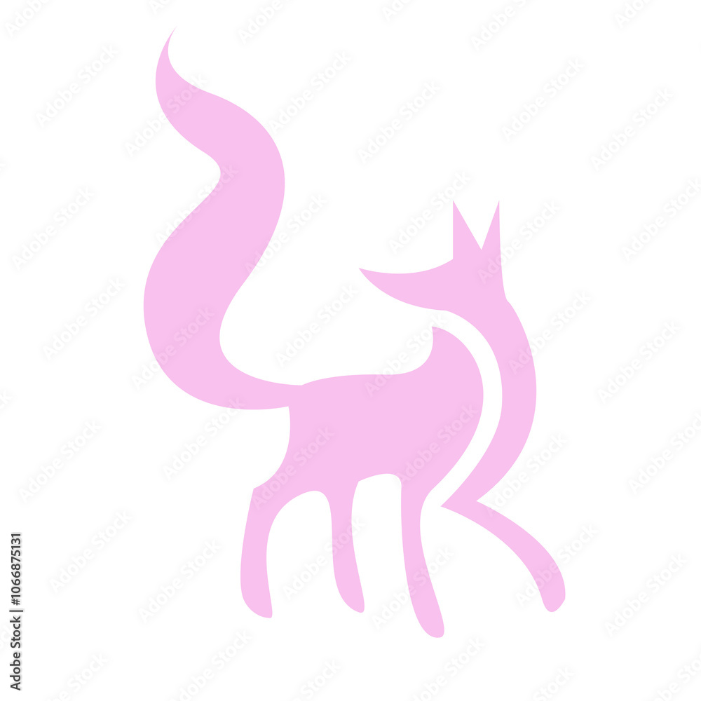 A set of three minimalist fox vector designs in pink, gray, and black ...