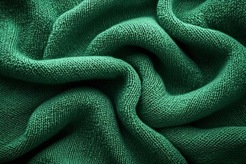 Sticker - Green Knitted Fabric with a Wrinkled Surface Texture