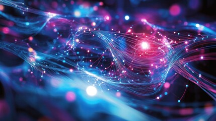 Poster - devices connected by micro-wires and nodes, representing the future of quantum networking