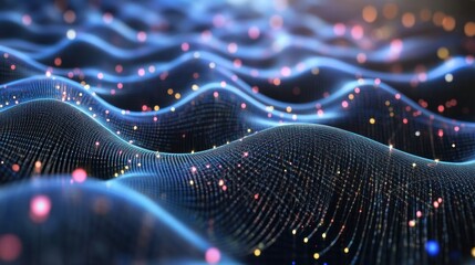 Poster - devices connected by micro-wires and nodes, representing the future of quantum networking