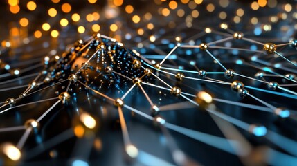 Poster - devices connected by micro-wires and nodes, representing the future of quantum networking
