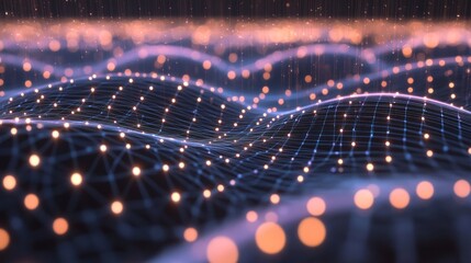 Poster - devices connected by micro-wires and nodes, representing the future of quantum networking