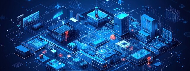 Poster - Futuristic Cityscape Built on a Circuit Board
