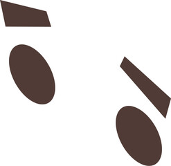 Poster - Two abstract brown geometric shapes, each composed of an oval and a parallelogram, floating against a clean white backdrop