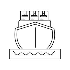 cargo ship line icon with white background vector stock illustration