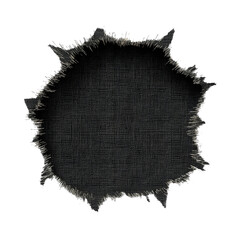 Canvas Print - torn fabric shows textured black backdrop