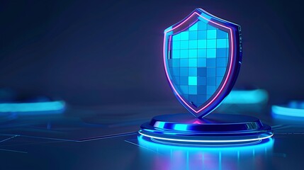 Poster - 3D Cybersecurity Shield Icon Rendering