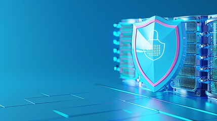 Wall Mural - 3D Cybersecurity Shield Icon Rendering