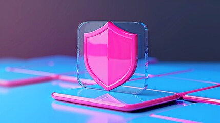 Wall Mural - 3D Icon of a Cybersecurity Shield Design