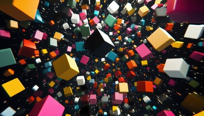 Sticker - Colorful Cubes Abstract.