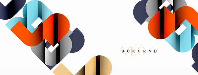 Aufkleber - Abstract background. Colorful geometric curve shapes with black shadow lines effects