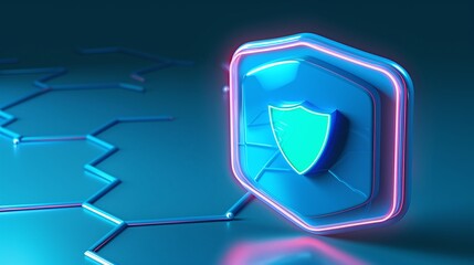 Wall Mural - Cybersecurity Shield Icon in 3D Rendering