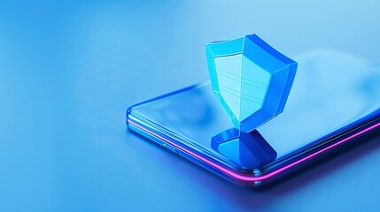 Aufkleber - digital shield on smartphone representing cyber security