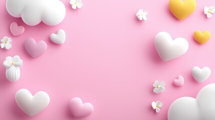 Poster - A playful pink background featuring whimsical hearts, ideal for children's products, party invitations, or cheerful branding efforts.
