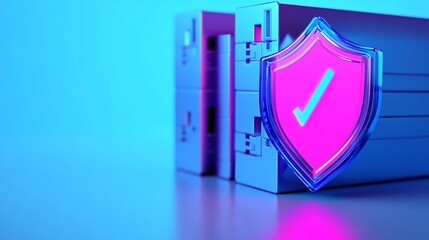Poster - Modern Cyber Security Concept with Shield and Storage