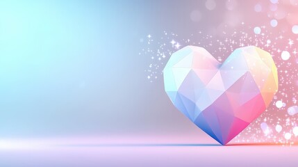 Poster - A unique simple heart background with a geometric heart shape in pastel colors, ideal for adding a modern twist to romantic themes and invitations.