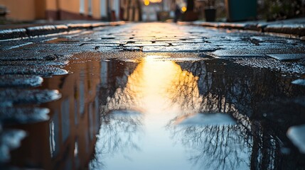 Poster - Quiet Street After Epiphany Celebrations at Dusk