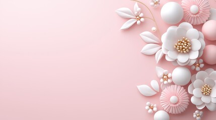Poster - An elegant pink and white background that blends pastel hues, perfect for wedding invitations, greeting cards, or feminine branding.