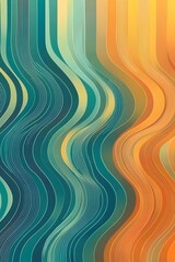 Poster - An abstract design featuring flowing waves in shades of teal, orange, and yellow, creating a vibrant and dynamic visual effect that evokes a sense of movement and energy.