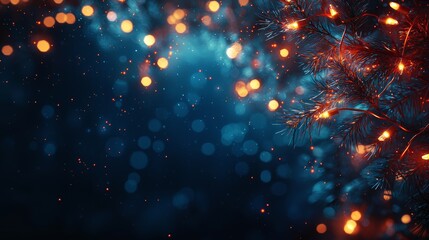 Poster - Strings of Lights Illuminate a Dark Background