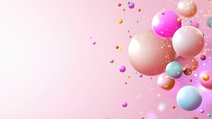 Poster - A cheerful pink background with colorful confetti-like dots, ideal for party invitations, event promotions, or festive marketing.