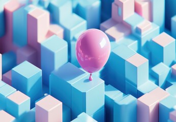 Canvas Print - Pink Balloon Cube.