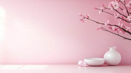 Poster - An elegant light pink background that evokes a sense of peace and tranquility, suitable for spa and beauty product promotions.