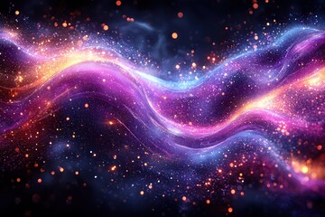Poster - Abstract Colorful Glowing Waves with Sparkling Dust