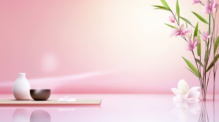 Poster - A tranquil pink background with soothing gradients, perfect for wellness themes, relaxation products, and calming presentations.