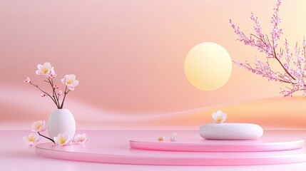 Poster - A tranquil pink background with soothing gradients, perfect for wellness themes, relaxation products, and calming presentations.