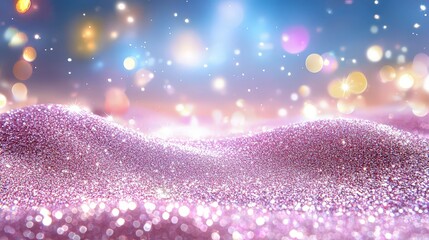 Poster - A captivating pink glitter background showcasing intricate designs and radiant sparkles, ideal for creative projects, visual storytelling, and marketing.