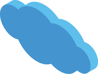 Poster - Simple blue cloud computing symbol floating in isometric view, representing online storage and data management