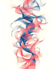 Poster - A stunning abstract design featuring flowing ribbons in vibrant shades of red and blue, gracefully twisting and intertwining against a soft, light background.