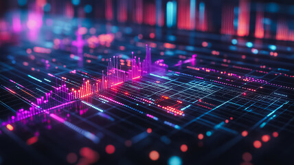 Poster - A colorful image of a computer screen with many lines and dots. The image is abstract and has a futuristic feel to it