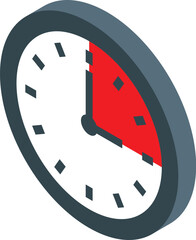 Poster - Clock face with red section indicating time passing isometrically