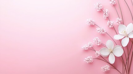 Poster - A charming pink background featuring delicate metallic floral patterns, ideal for romantic designs, wedding stationery, or feminine branding.