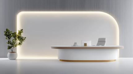 Poster - A modern minimalist office background featuring elegant design, clean surfaces, and open spaces, perfect for promoting a fresh and innovative approach to work.
