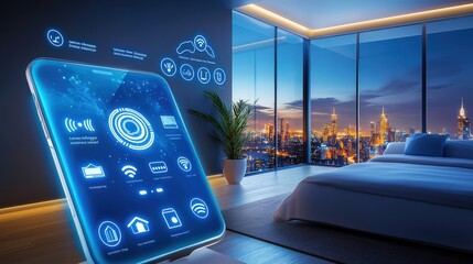 Poster - An infographic-style image illustrating the benefits of smart lighting, including energy efficiency, remote control, and smart home integration.