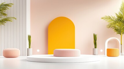 Poster - An imaginative office background showcasing unique furniture arrangements, playful decor, and bright colors, ideal for promoting a culture of creativity and collaboration.