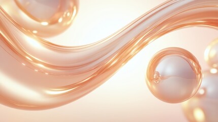Wall Mural - a gold and white background with three spheres of different sizes