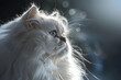 © EliteStock - A serene white Persian cat gazes into the distance, showcasing its long, fluffy fur and bright, expressive eyes against a soft, blurred background.