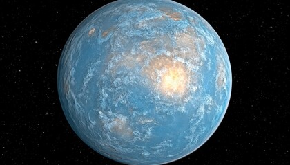 Wall Mural - A chaotic blue planet in deep space showcasing swirling clouds and bright features