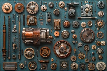 Poster - Collection of Assorted Old Rusty and Worn Machine Parts