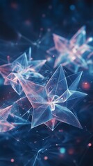 Poster - intricate translucent stars floating in a cosmic blue background, creating a mesmerizing visual of d
