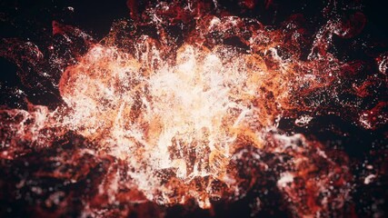 Wall Mural - red flowing particles with explosive wave effect, 3d rendering.