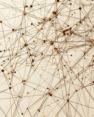 Poster - An abstract composition featuring intricate networks of lines and dots in warm brown tones, creating a sense of interconnectedness and complexity.