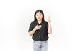 © Sino Images Studio - beautiful Asian woman strikes a swearing pose with one hand on her chest, set against a white background