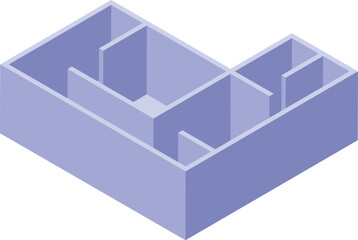 Poster - Purple isometric apartment plan showing rooms, walls and layout